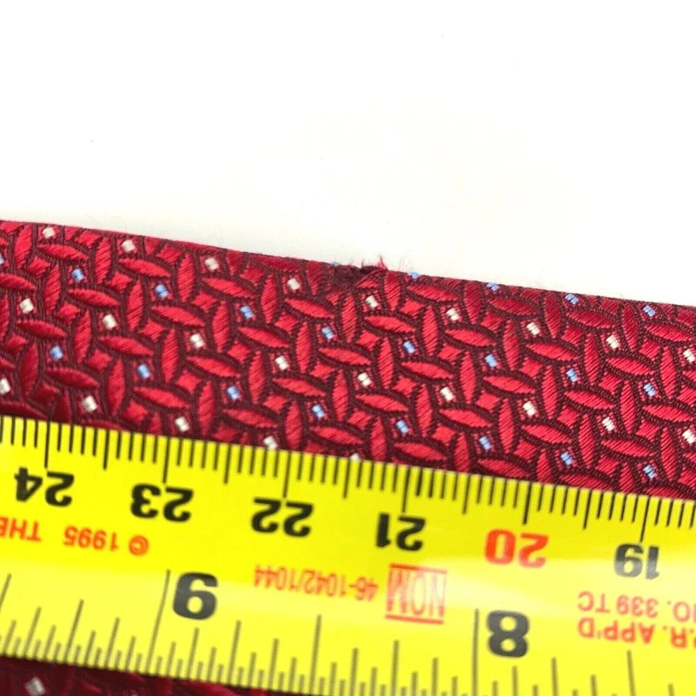 DANIEL CREMIEUX Tie Red 100% Silk Micro Squares Oval Geometric Men's Necktie 60